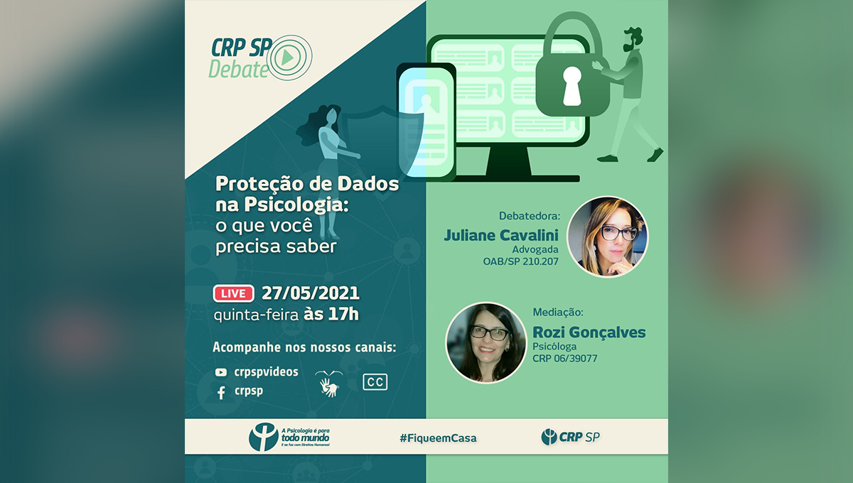 Imagem de divulgação da Live sobre Proteção de Dados na Psicologia